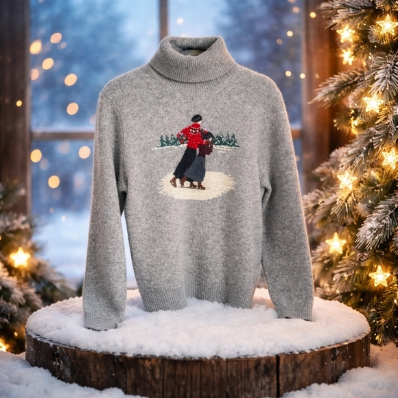 Ralph Lauren Sweaters - Vintage Ralph Lauren Gray Lambswool Turtleneck Ice Skaters Sweater MP